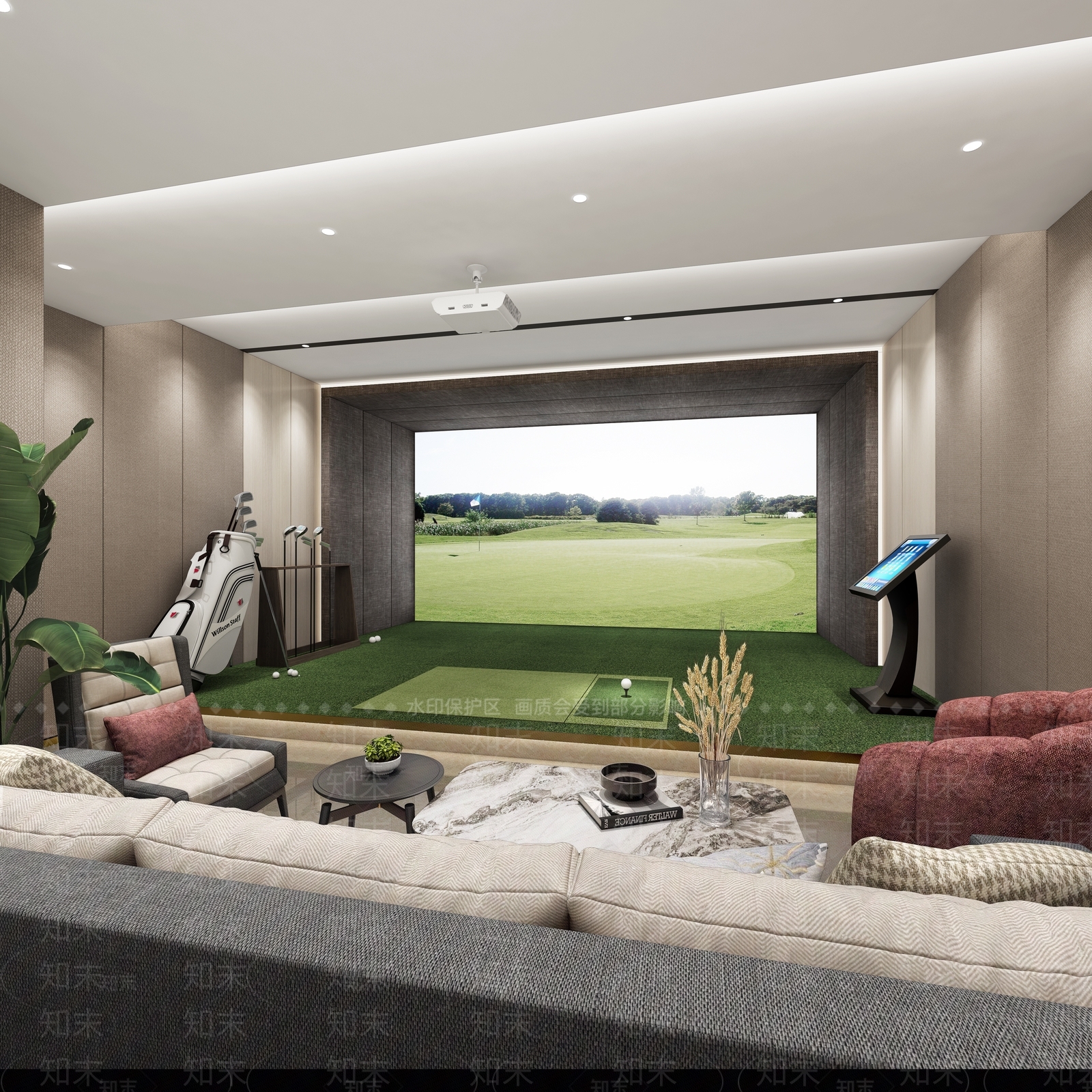 现代室内高尔夫包间3D模型下载【ID:1135814905】