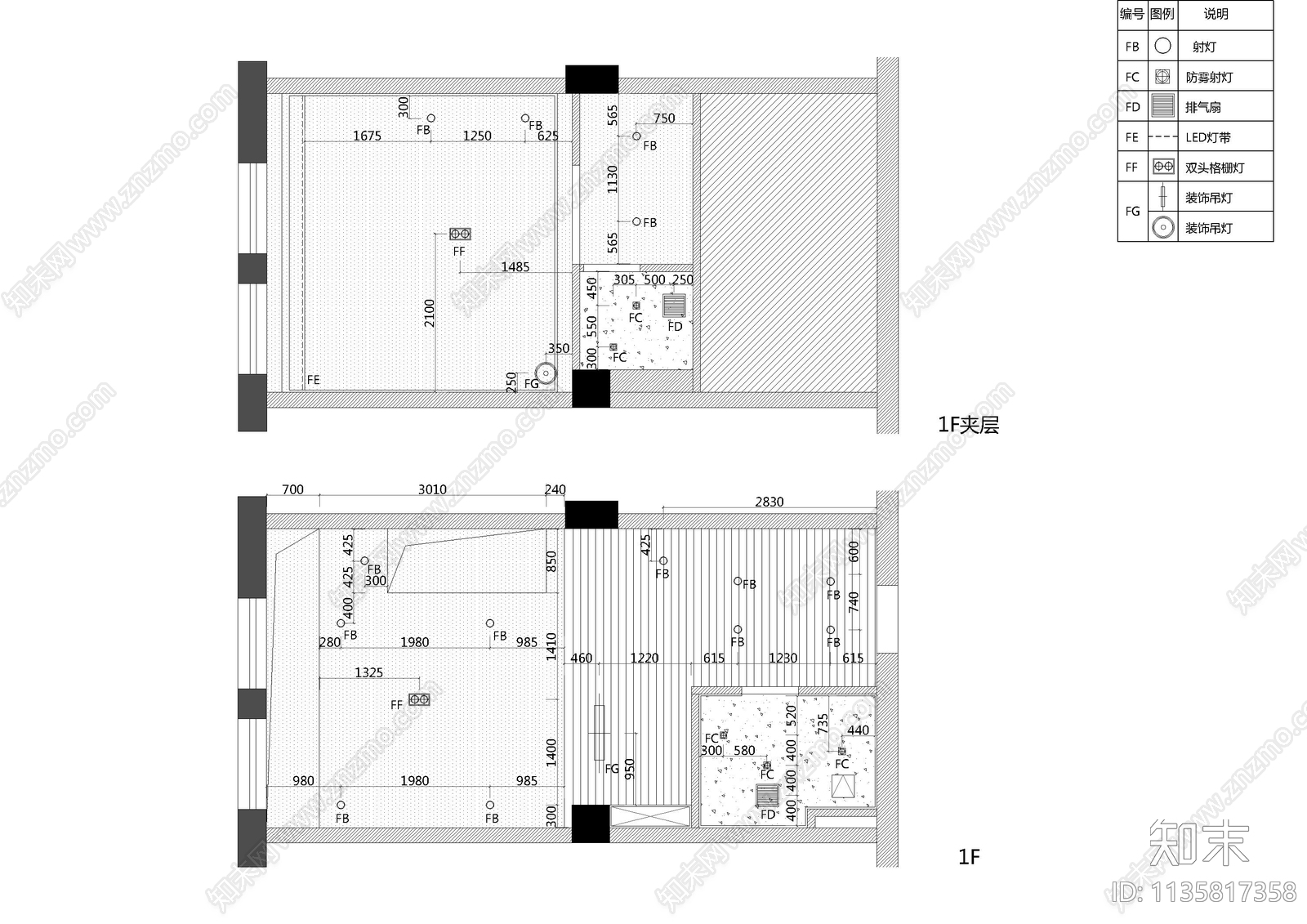 复式客房cad施工图下载【ID:1135817358】