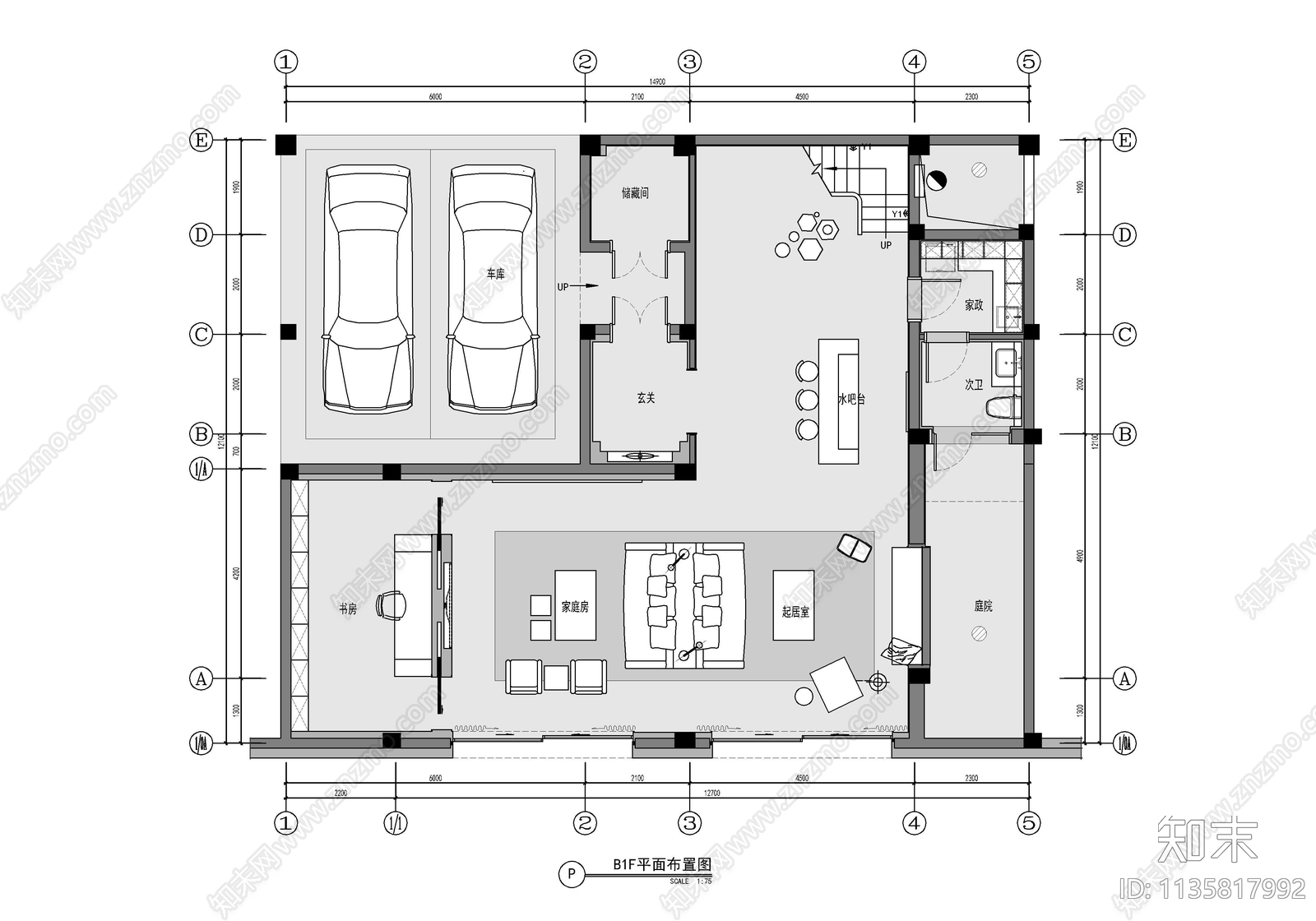 四层小别墅室内cad施工图下载【ID:1135817992】