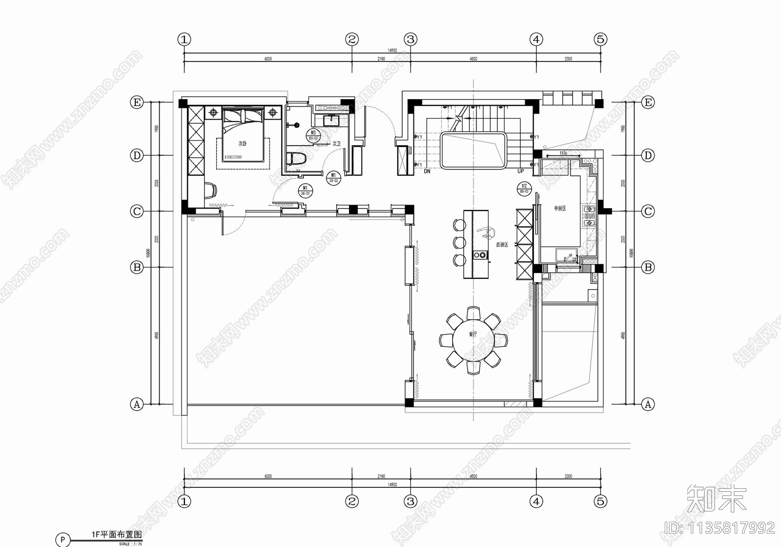 四层小别墅室内cad施工图下载【ID:1135817992】