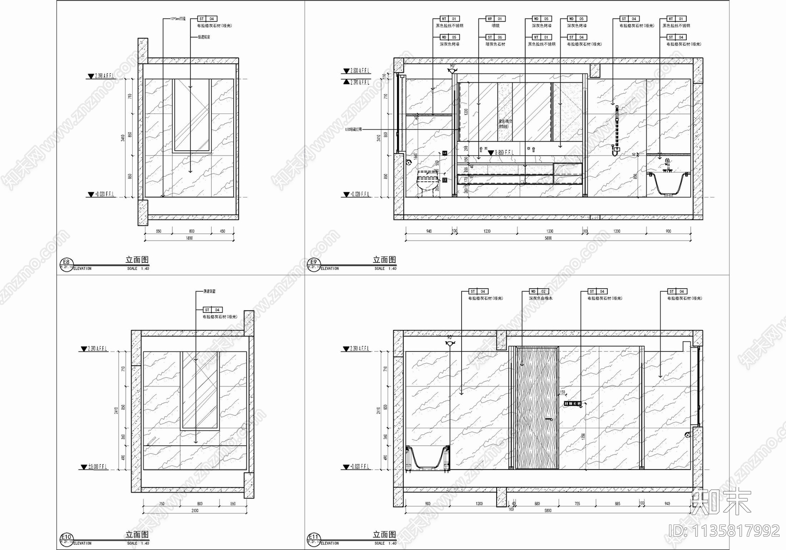 四层小别墅室内cad施工图下载【ID:1135817992】