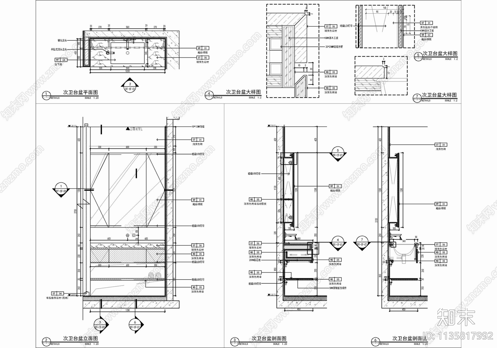 四层小别墅室内cad施工图下载【ID:1135817992】