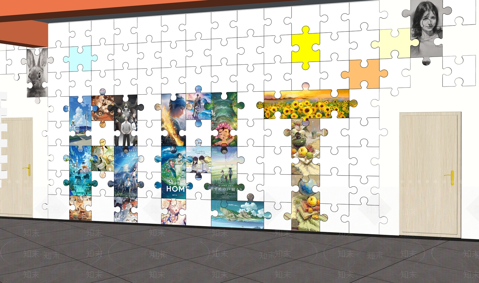 现代学校展示空间SU模型下载【ID:1135821068】