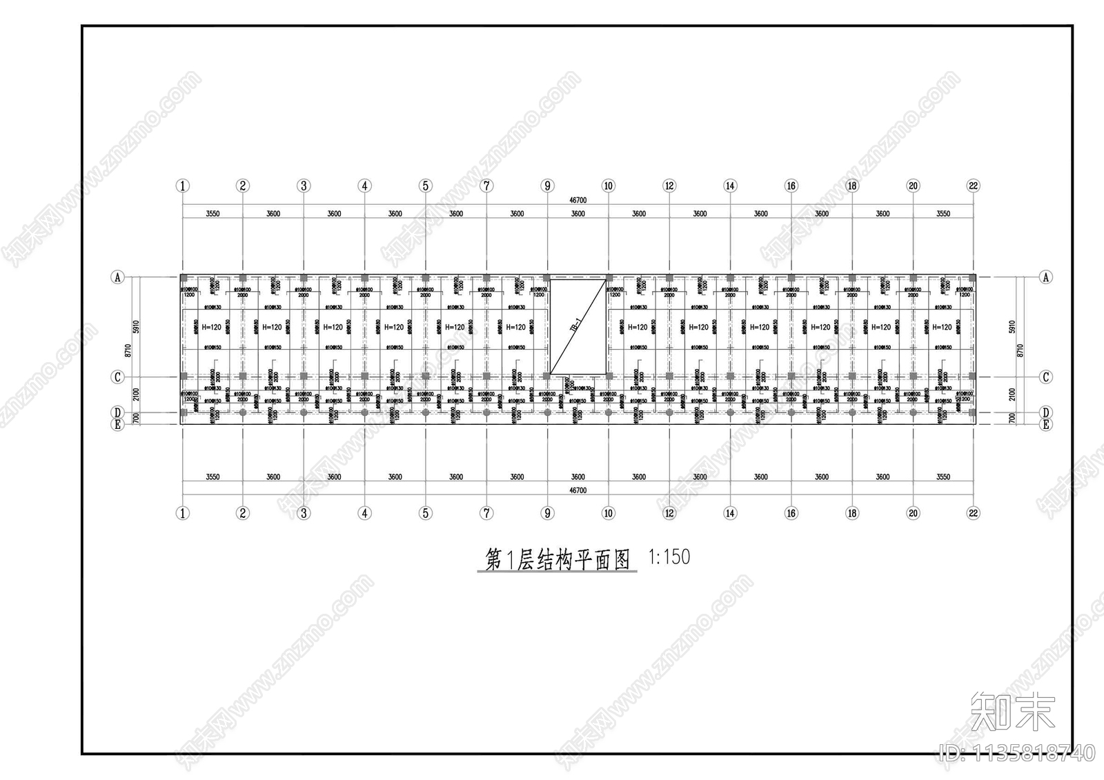 某寺庙西寮房建筑cad施工图下载【ID:1135818740】