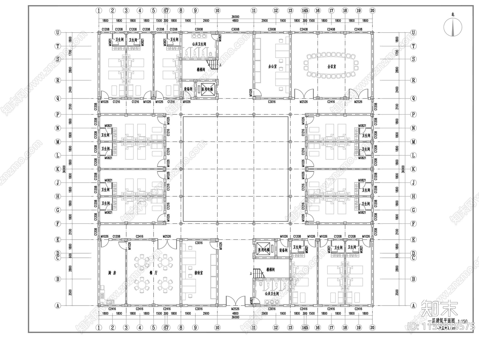 安养院建筑cad施工图下载【ID:1135819575】