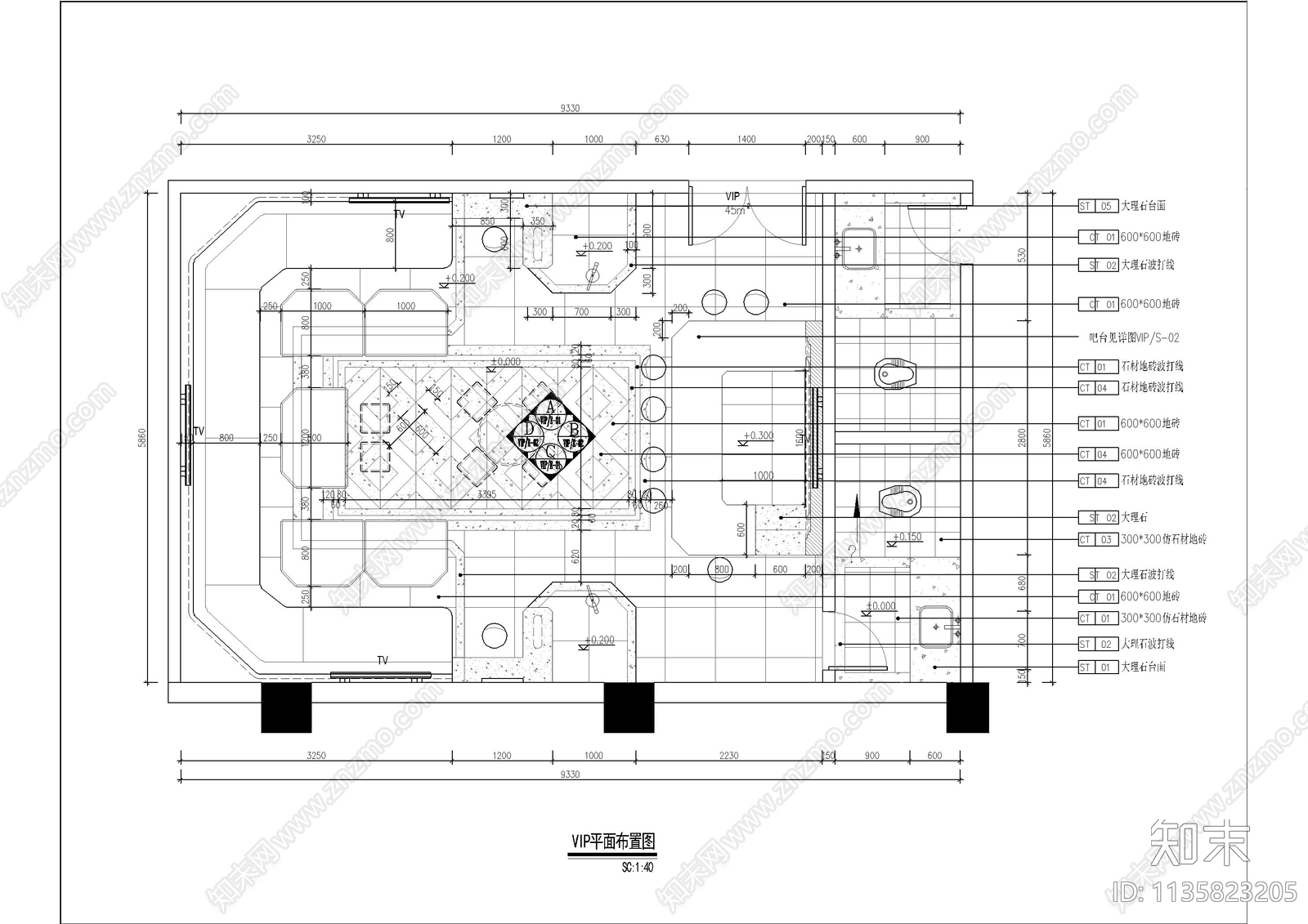 KTV包间cad施工图下载【ID:1135823205】