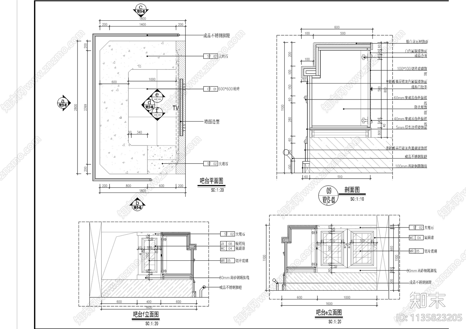 KTV包间cad施工图下载【ID:1135823205】