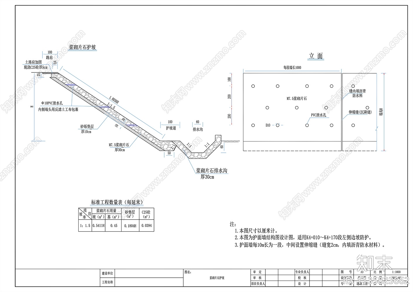 道路护坡大样图cad施工图下载【ID:1135823662】