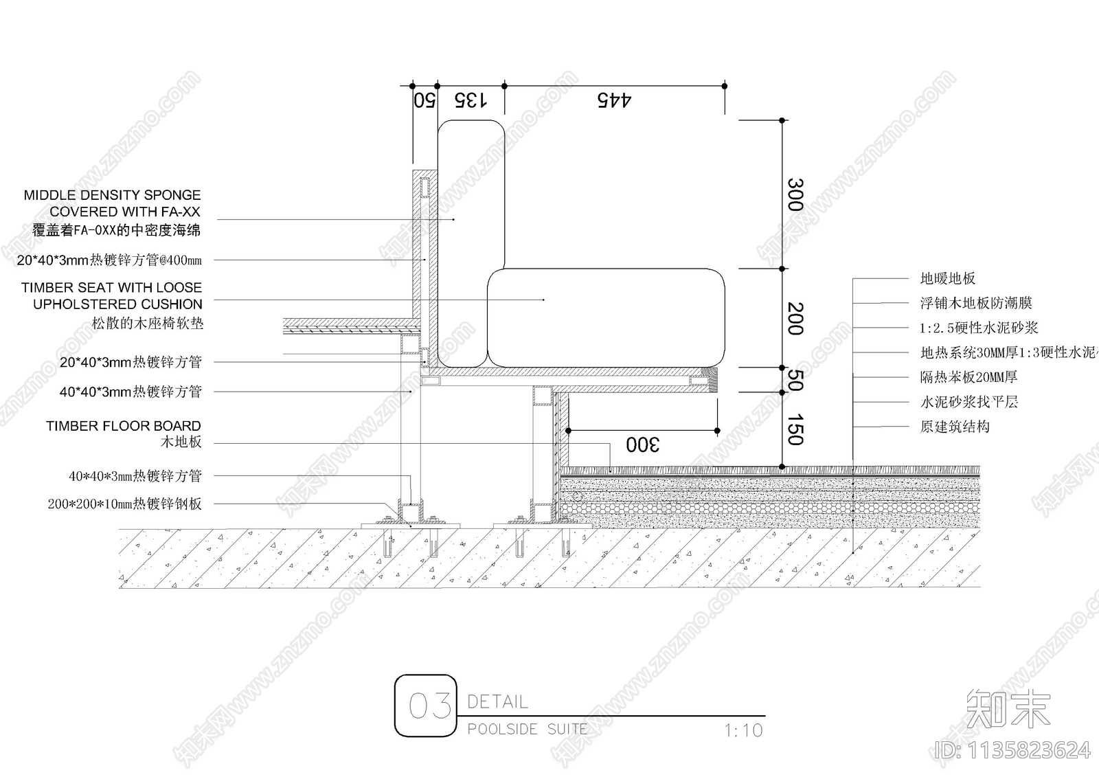 池畔套房客房cad施工图下载【ID:1135823624】