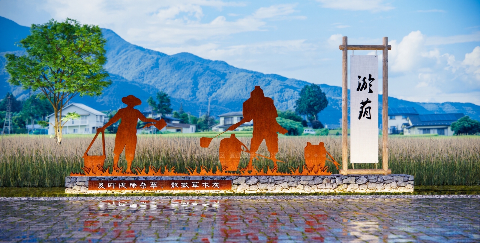 现代农耕雕塑小品SU模型下载【ID:1135830000】