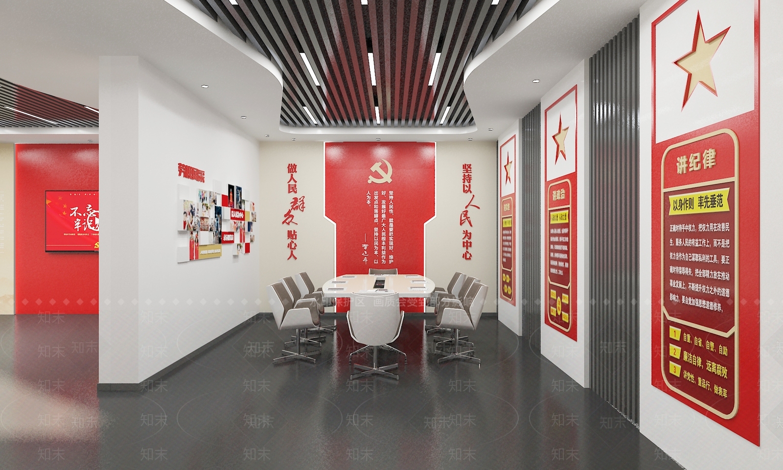 现代党建展厅SU模型下载【ID:1136186848】