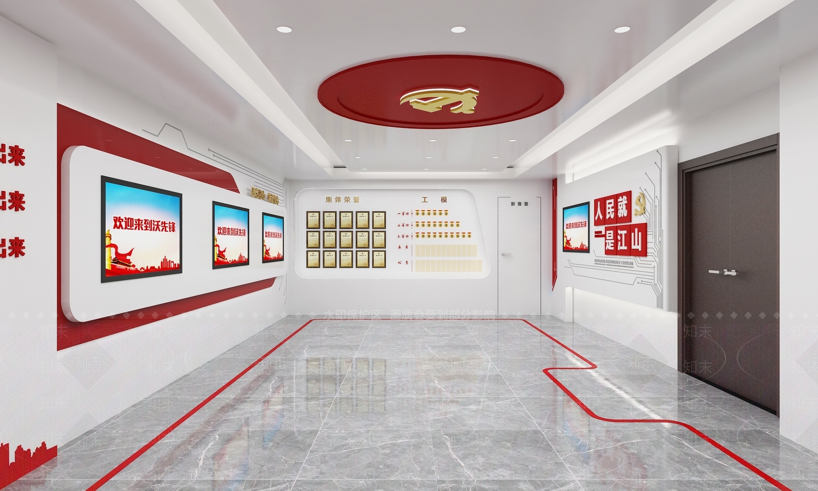 现代党建展厅SU模型下载【ID:1136186846】
