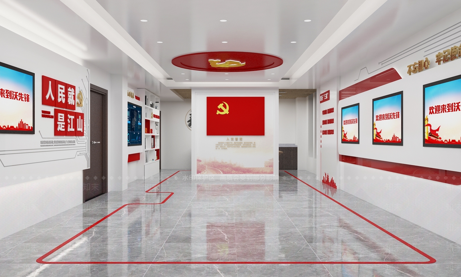现代党建展厅SU模型下载【ID:1136186846】