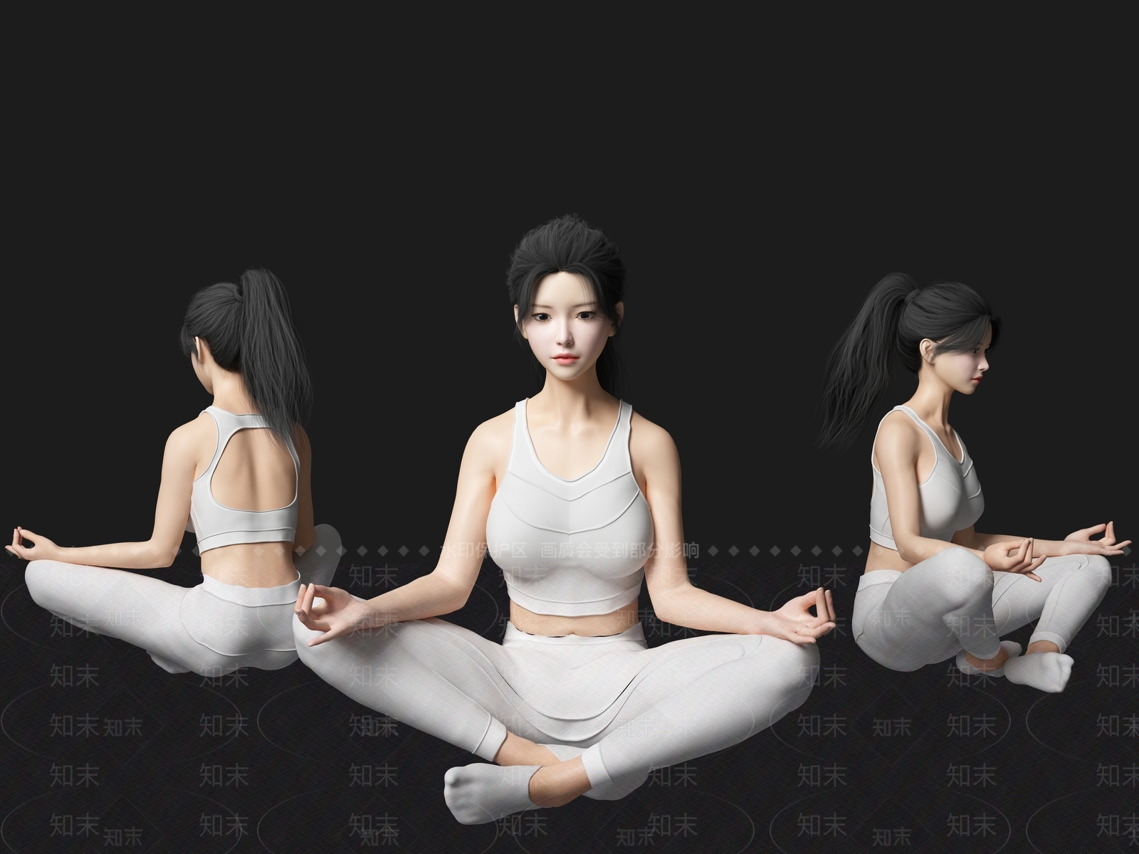 现代瑜伽女人SU模型下载【ID:1140030058】