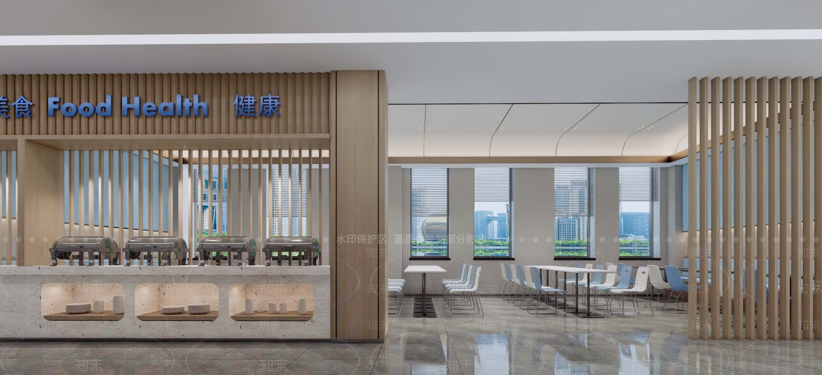 现代风格自助餐厅SU模型下载【ID:1135835305】