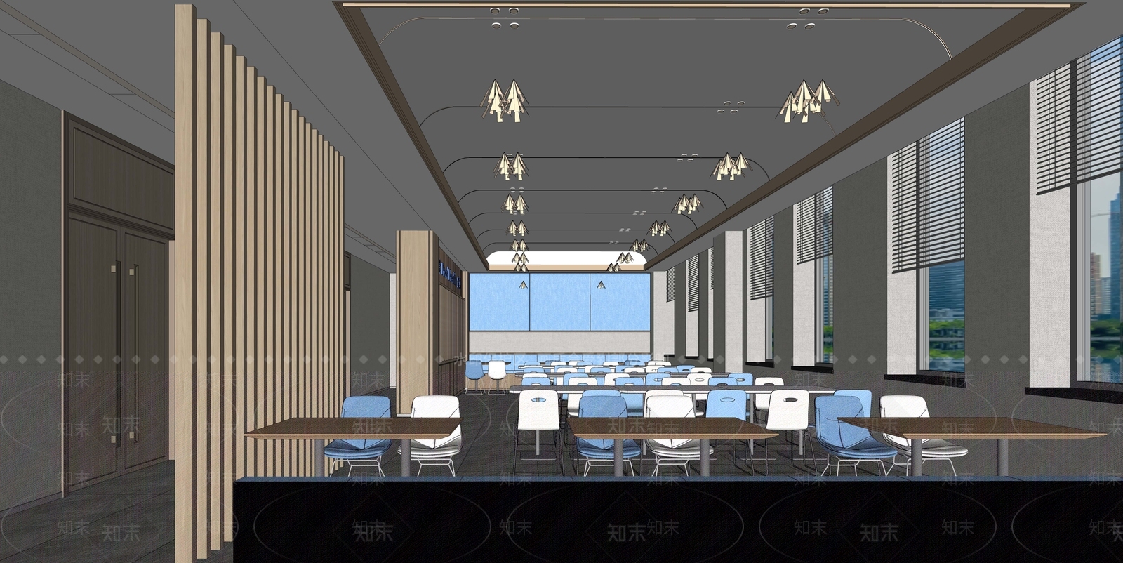 现代风格自助餐厅SU模型下载【ID:1135835305】