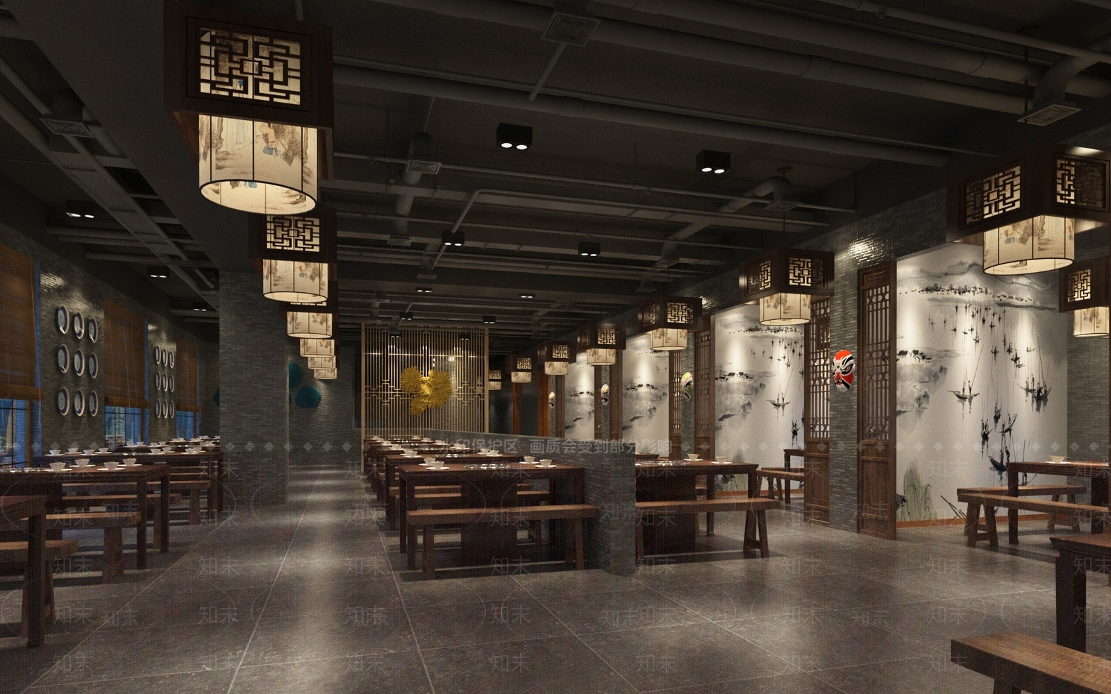 新中式火锅店3D模型下载【ID:1135836248】