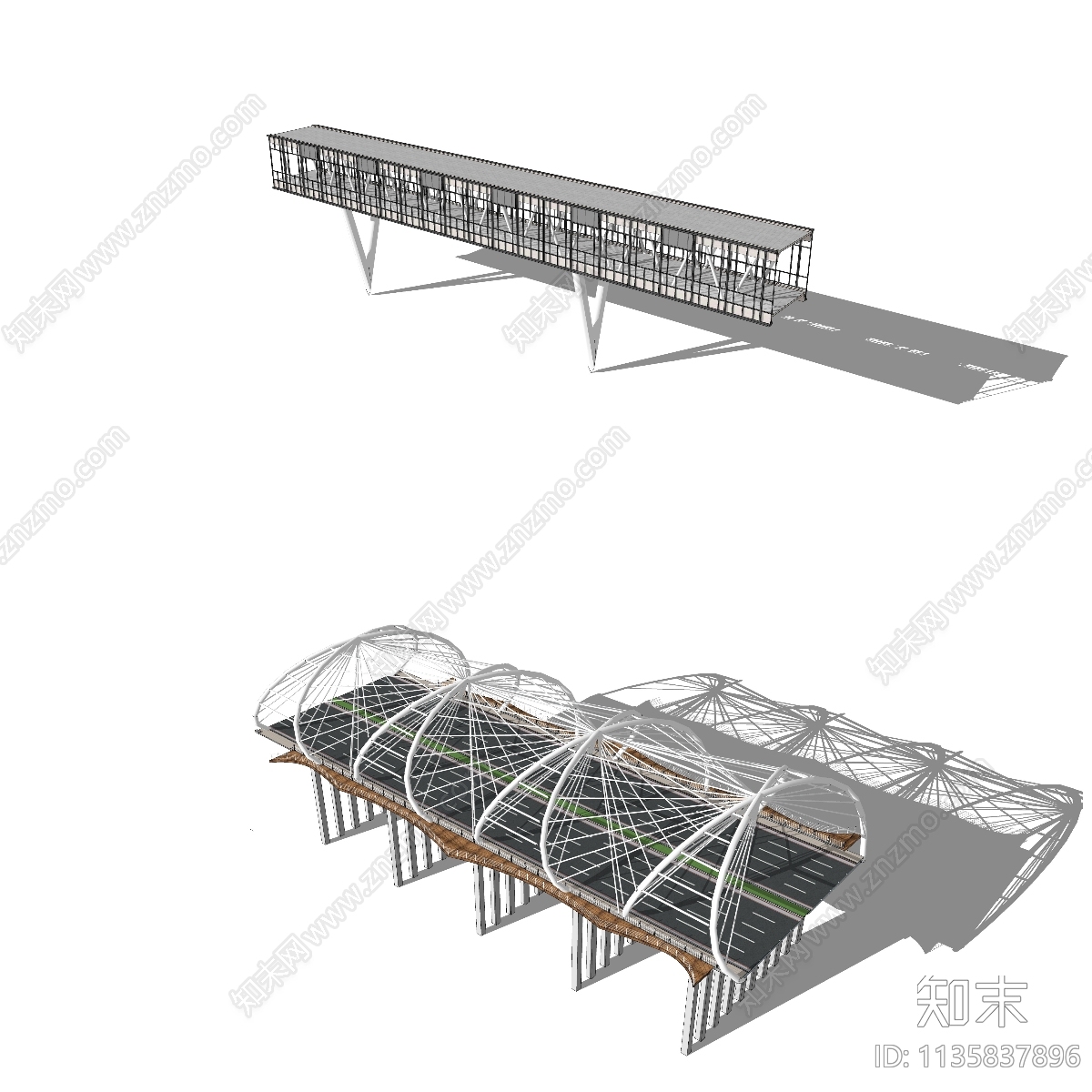 现代风格大桥SU模型下载【ID:1135837896】