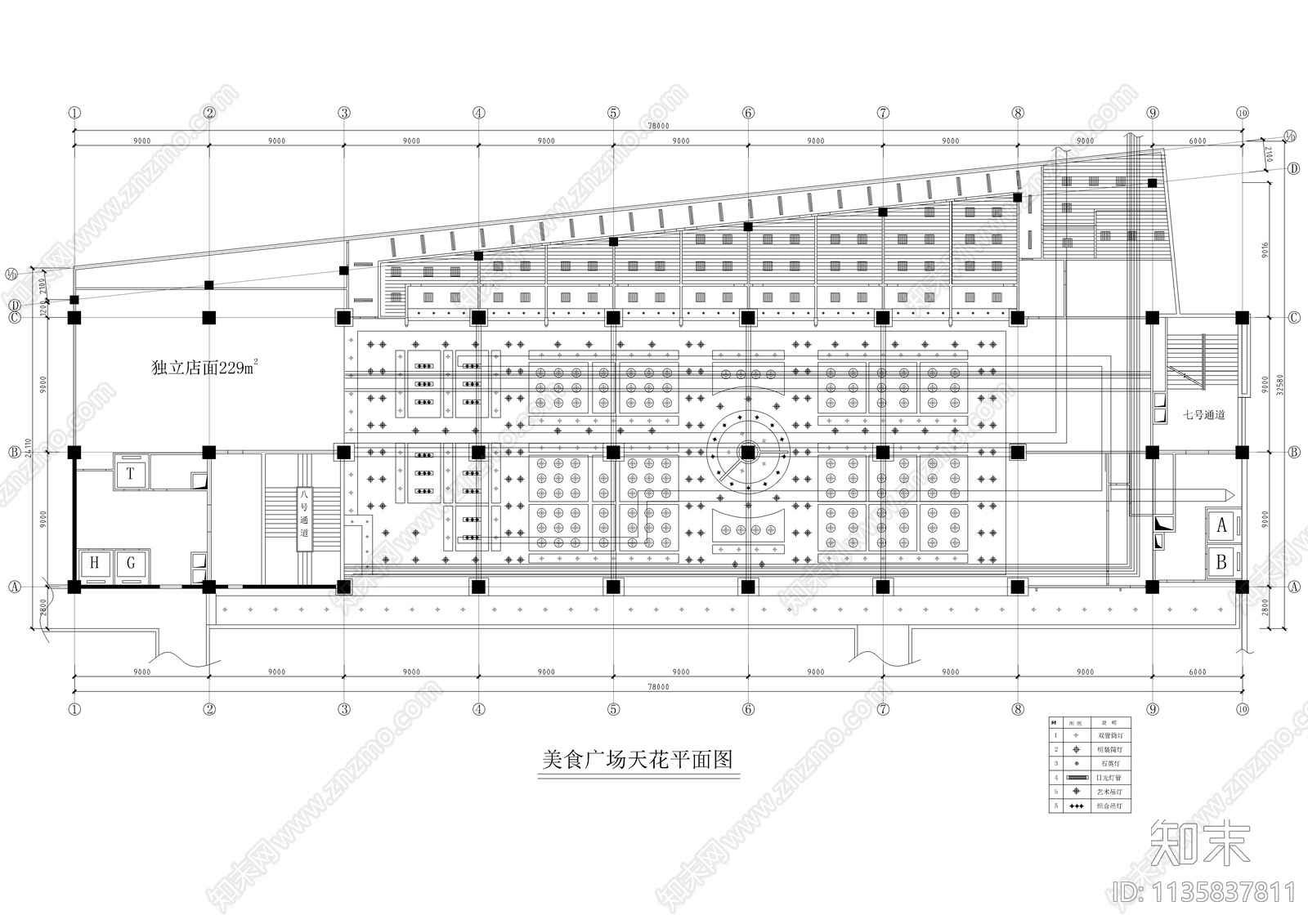 二千平美食广场装修cad施工图下载【ID:1135837811】