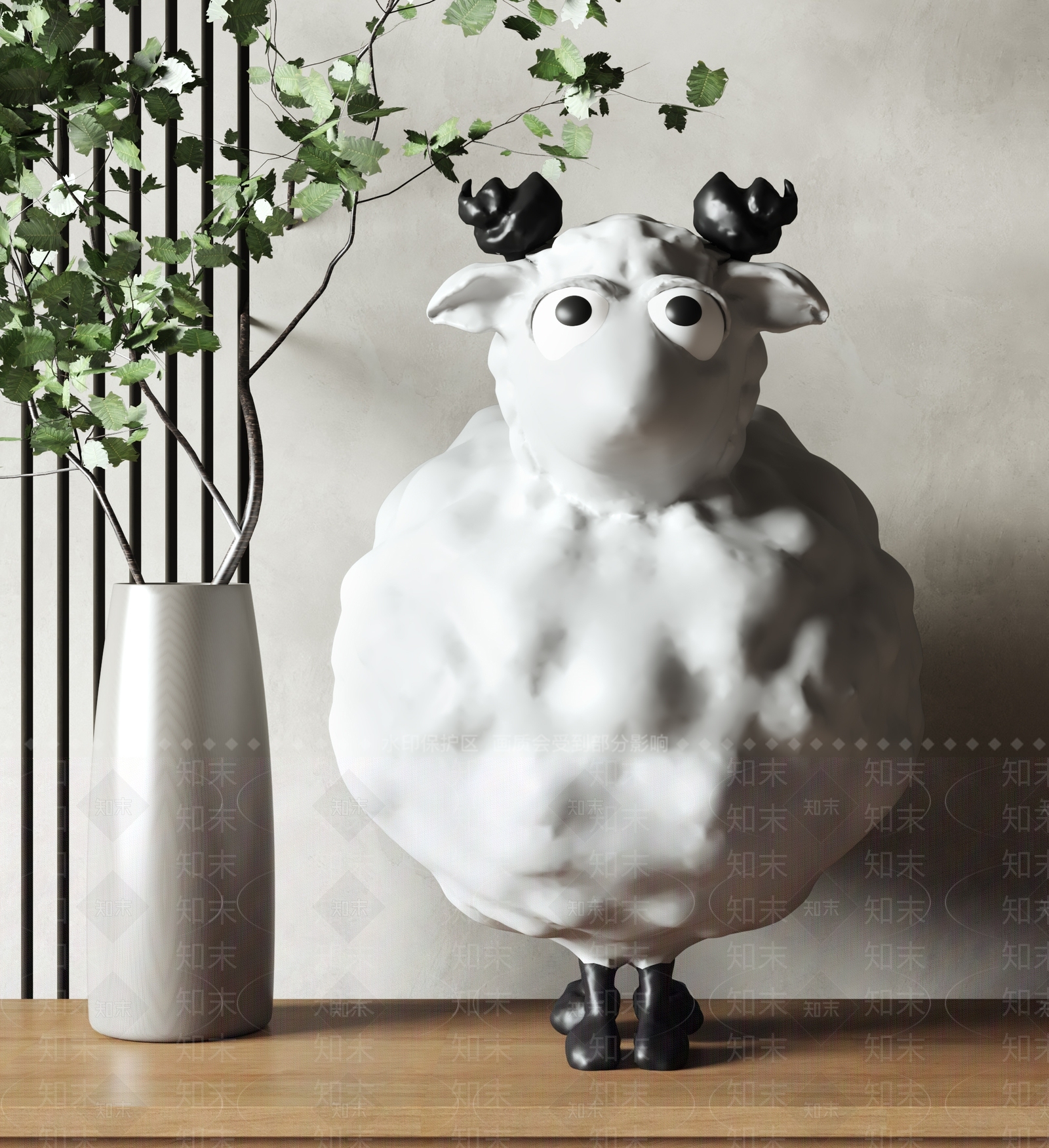 现代绵羊雕塑摆件SU模型下载【ID:1135839935】