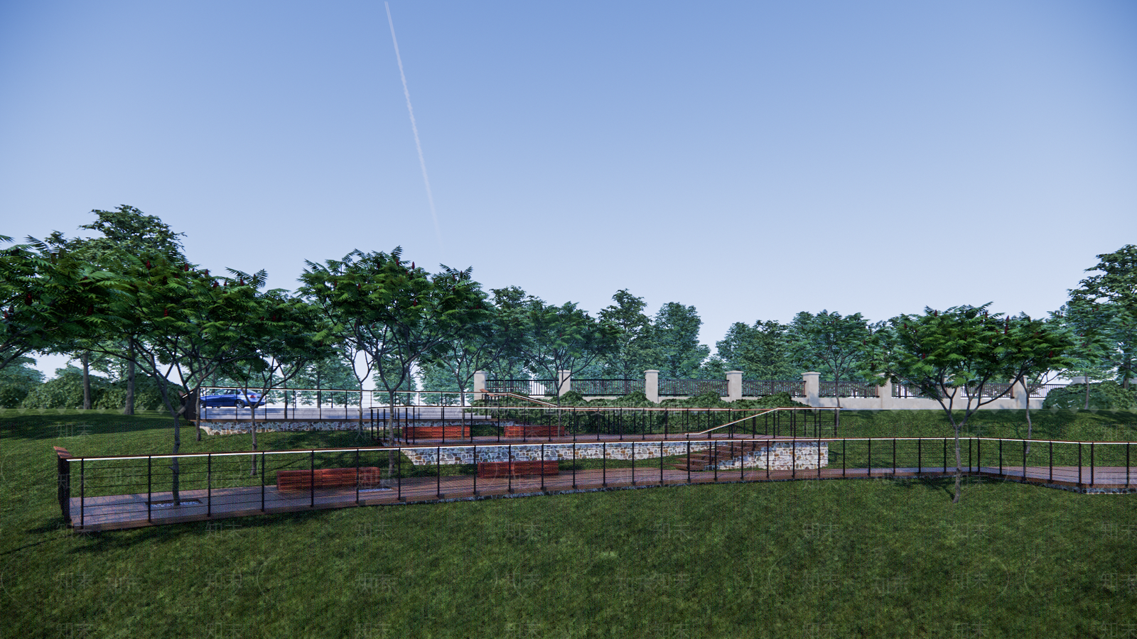 现代坡地森林度假区公园SU模型下载【ID:1135840860】