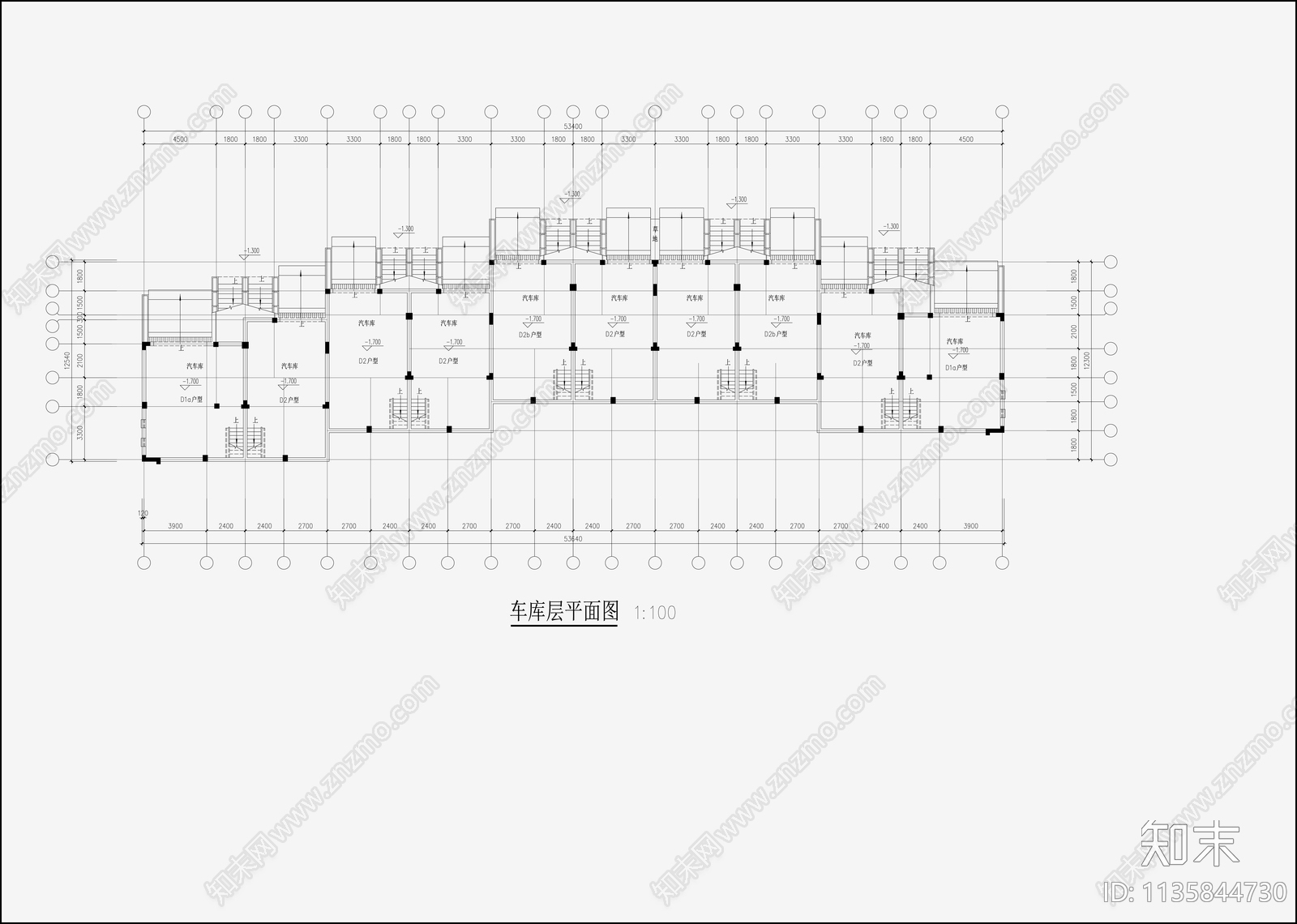 欧式简约别墅建筑cad施工图下载【ID:1135844730】