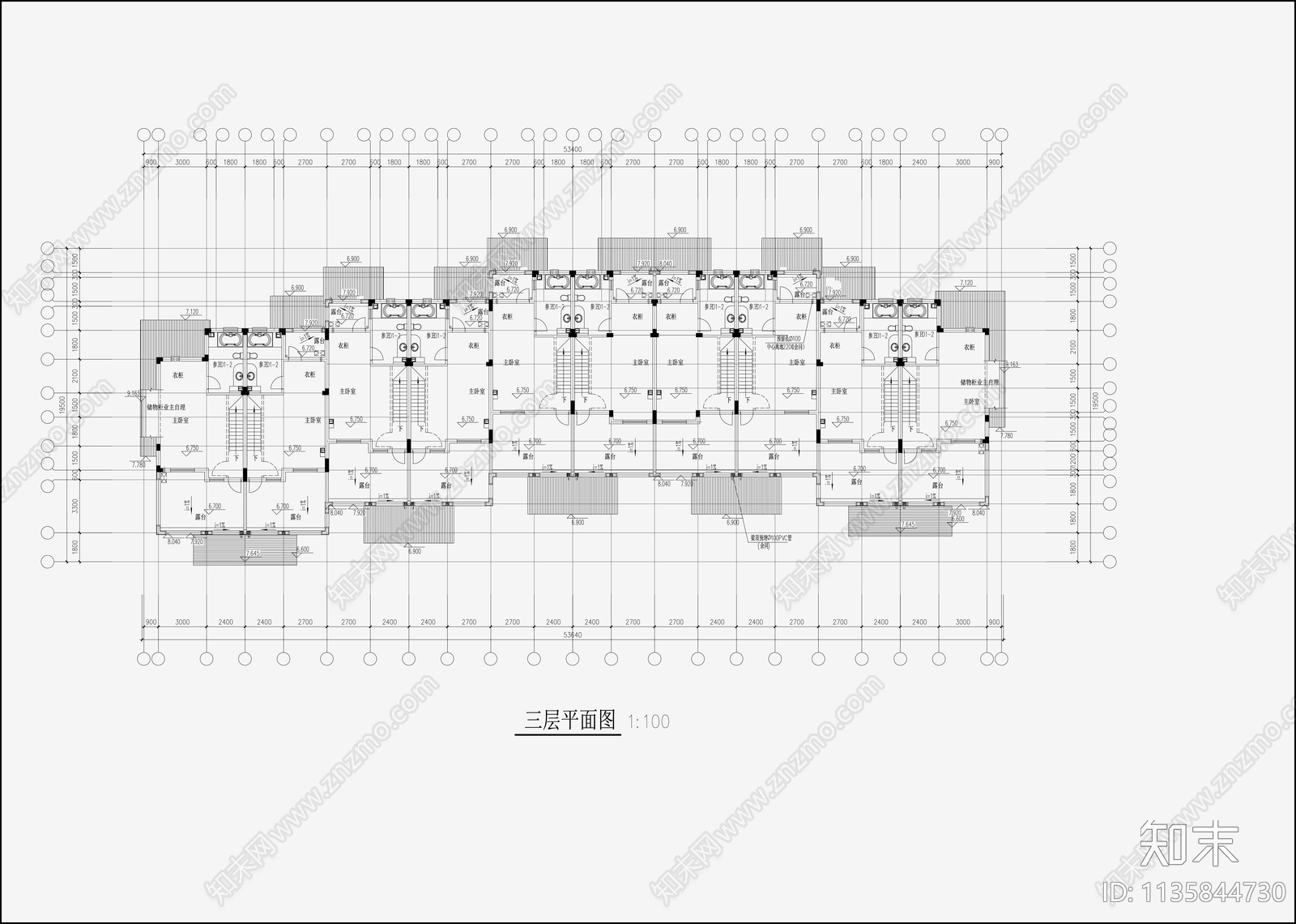 欧式简约别墅建筑cad施工图下载【ID:1135844730】