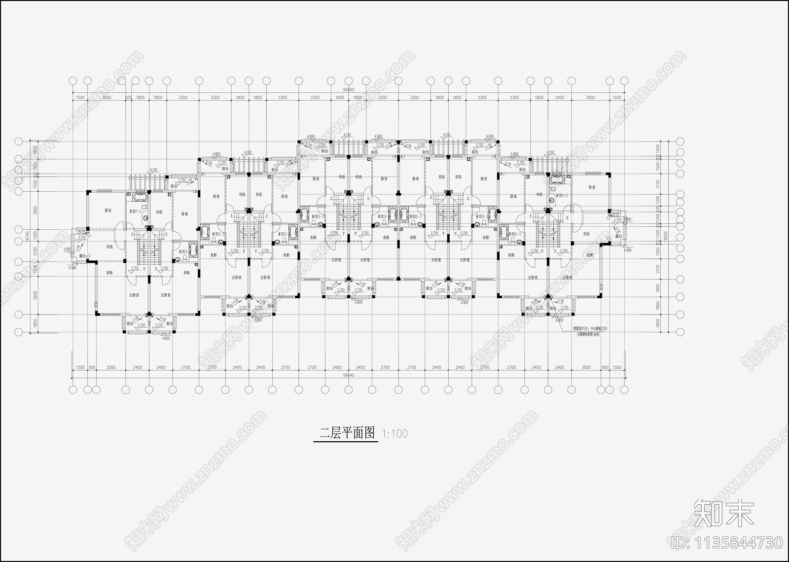 欧式简约别墅建筑cad施工图下载【ID:1135844730】