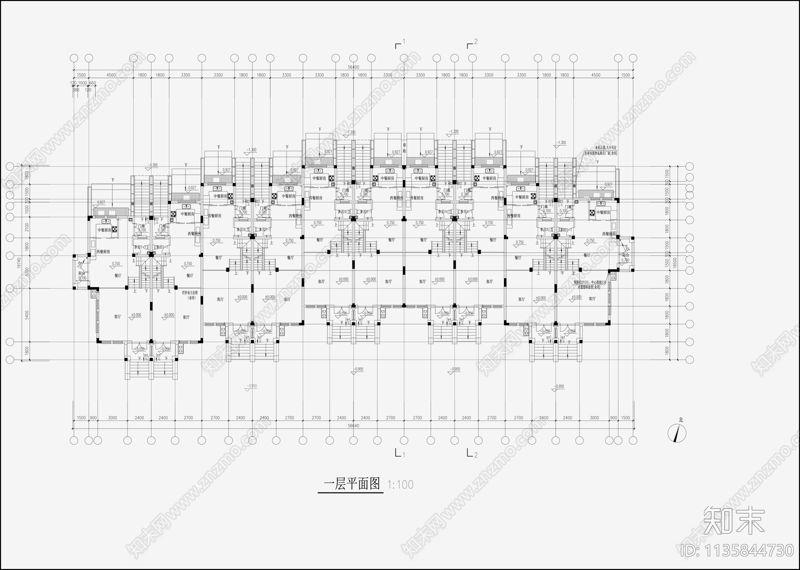 欧式简约别墅建筑cad施工图下载【ID:1135844730】