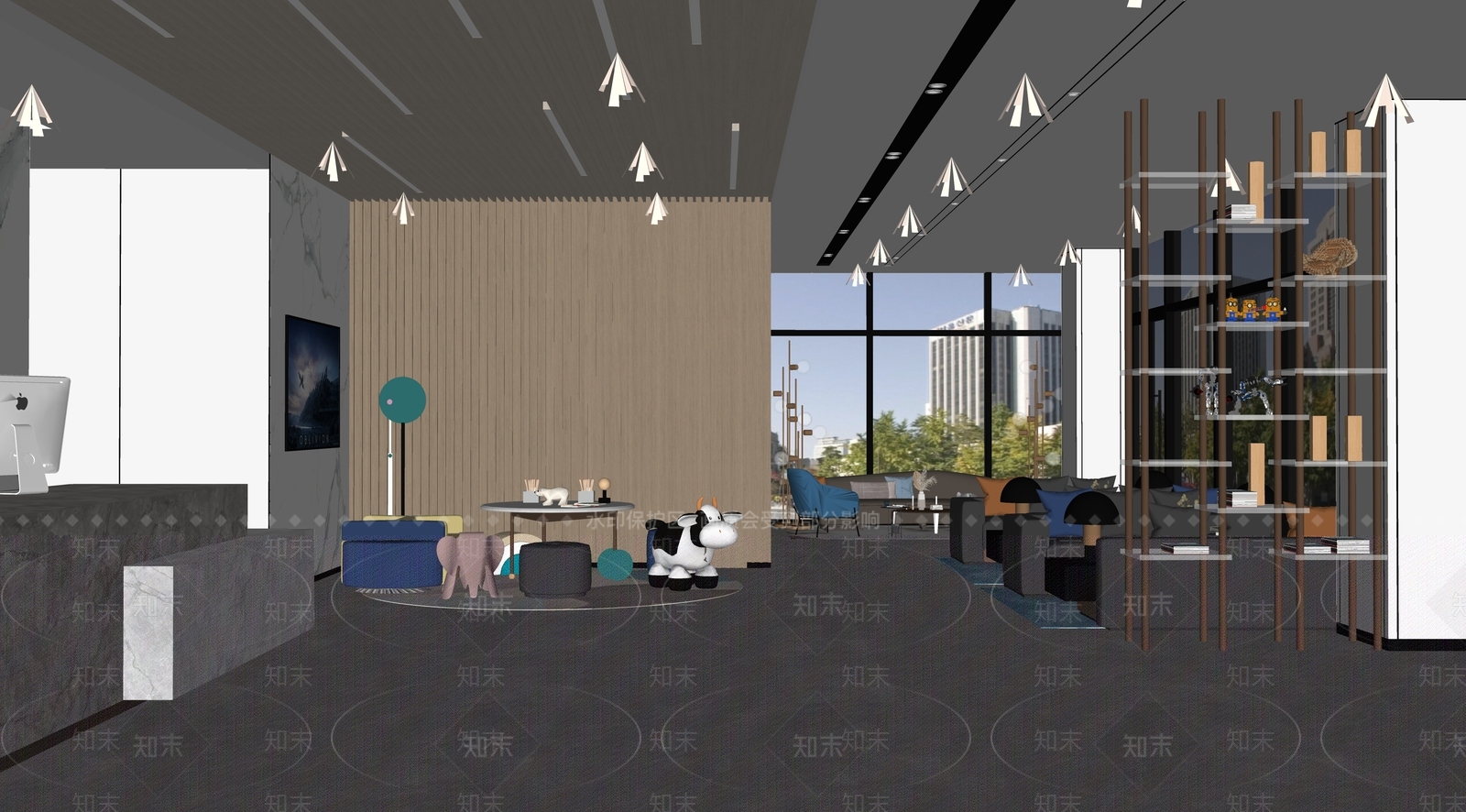 现代办公大厅SU模型下载【ID:1135845668】