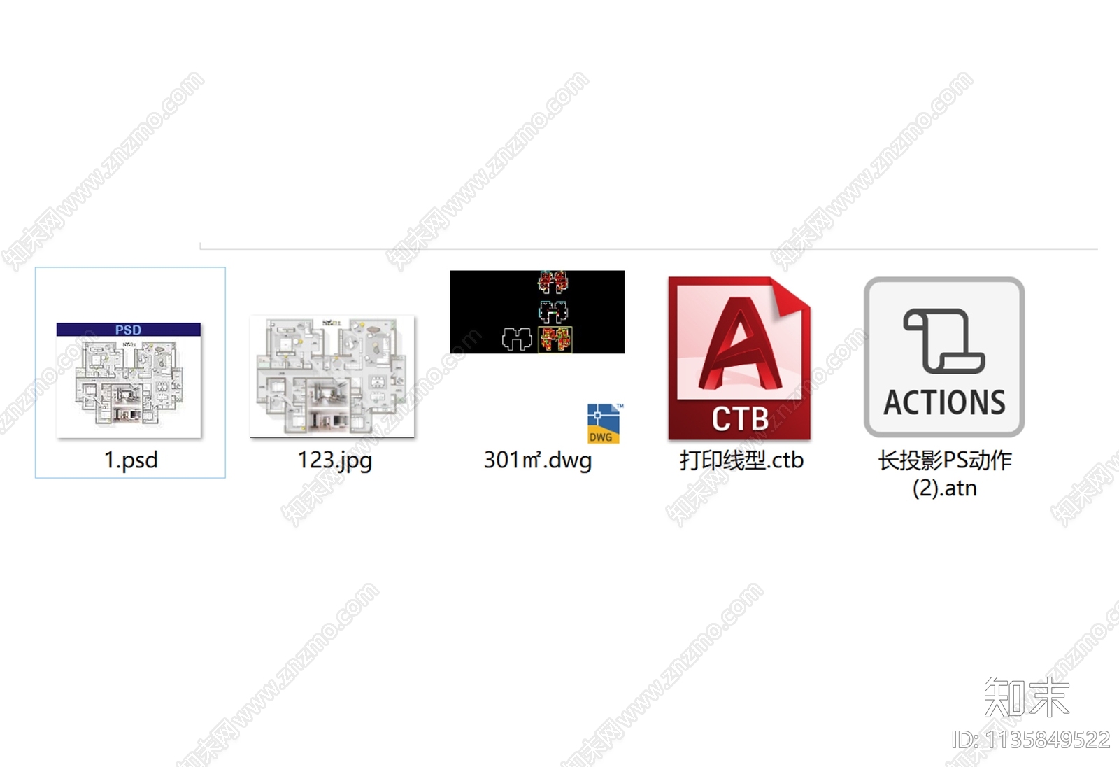 大平层平面布置图彩平图cad施工图下载【ID:1135849522】