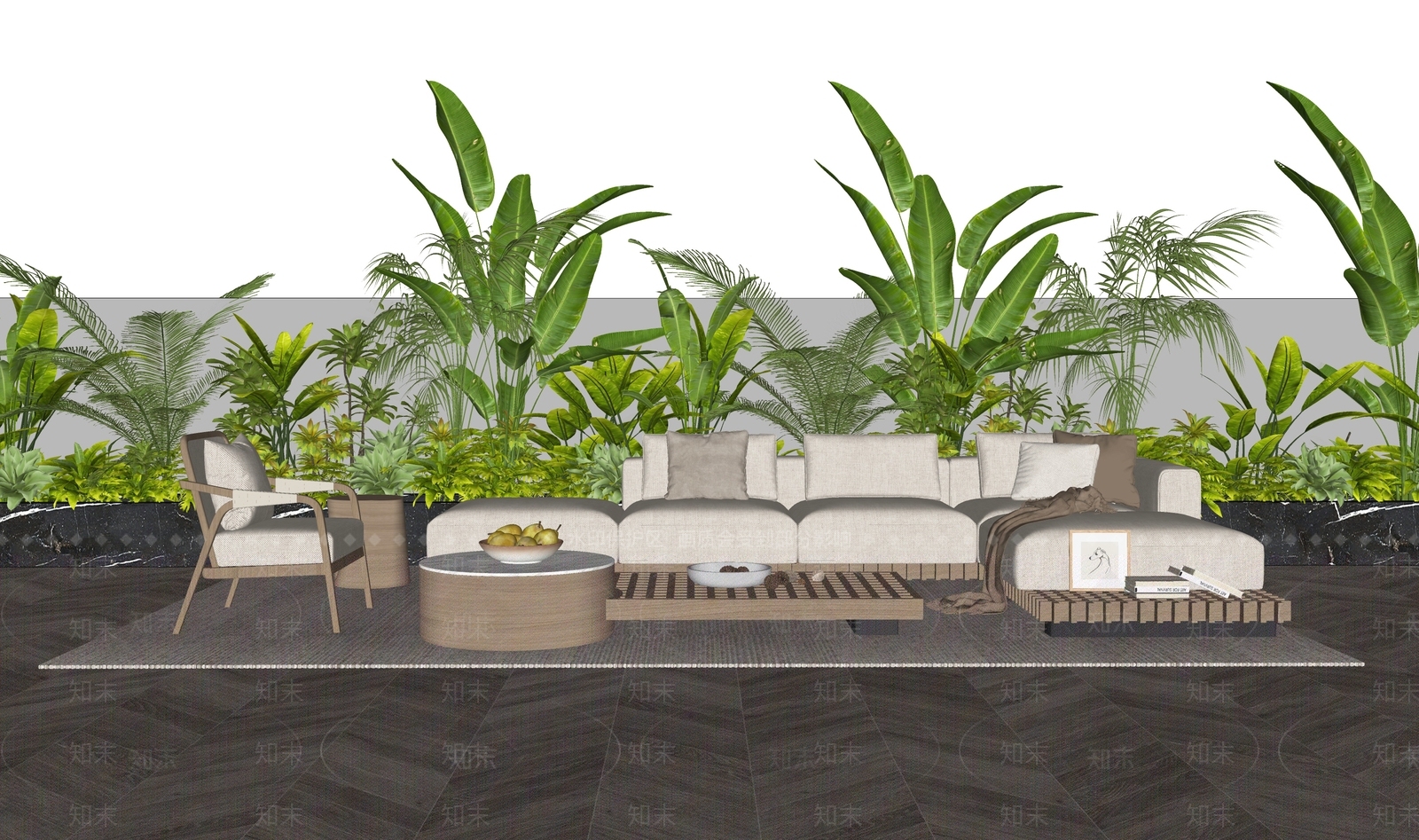 现代户外沙发SU模型下载【ID:1135850990】