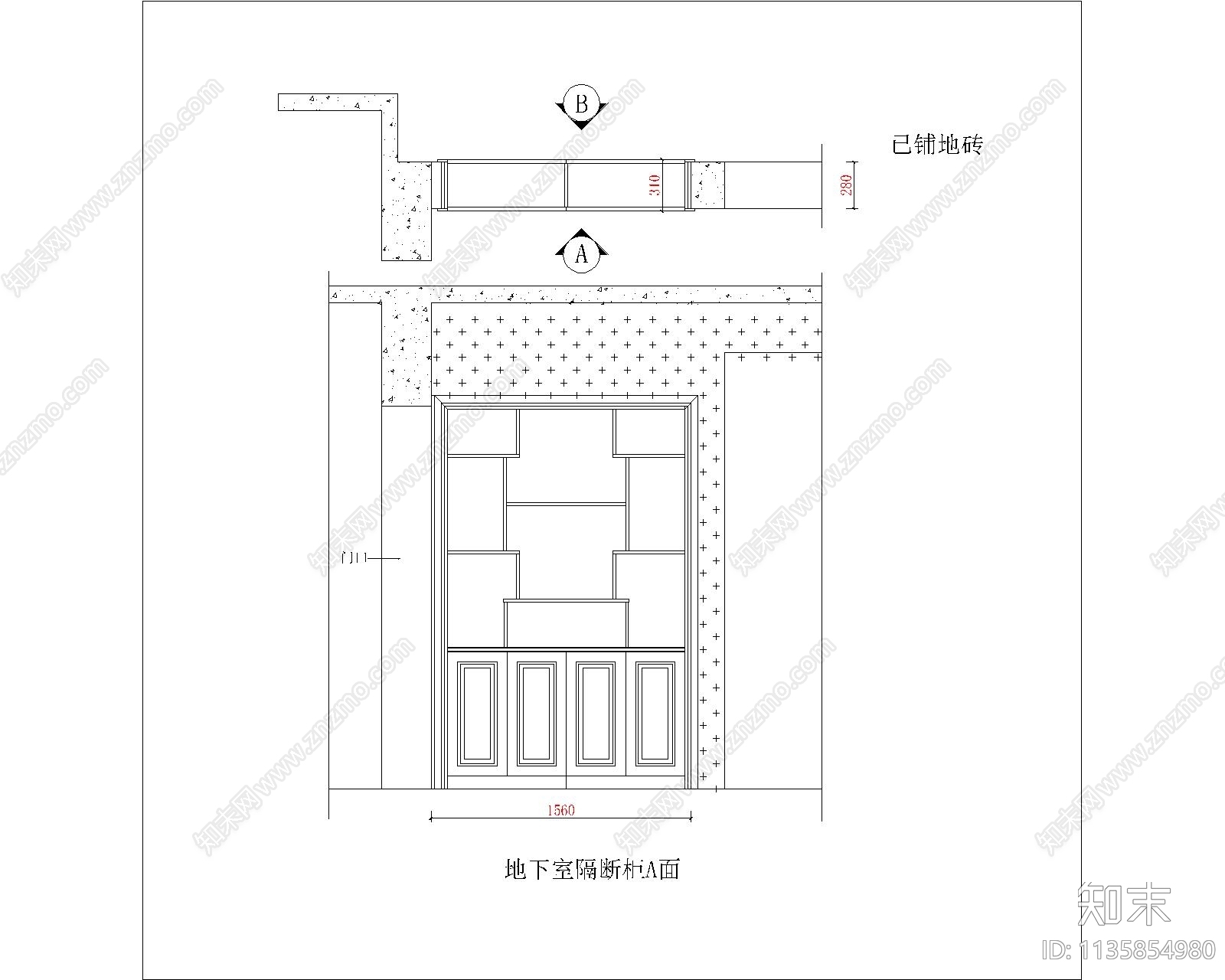 中式玄关柜cad施工图下载【ID:1135854980】
