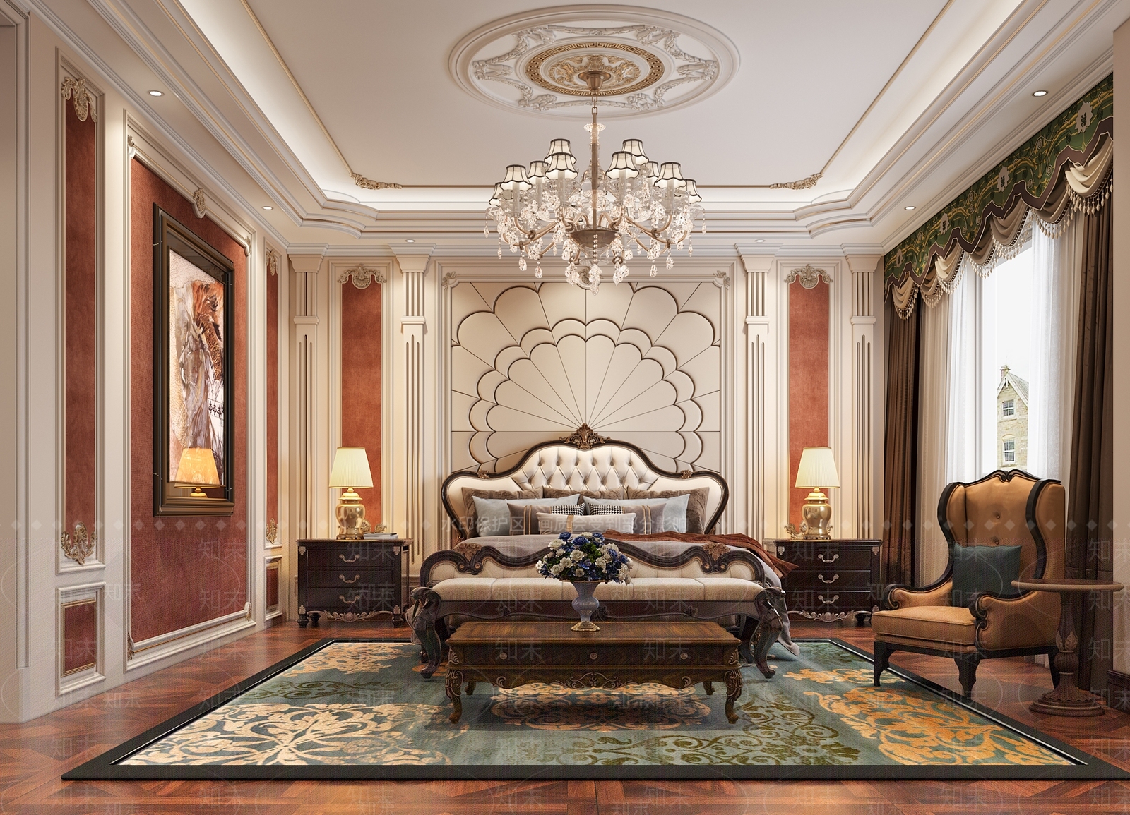 欧式古典卧室3D模型下载【ID:1135857731】