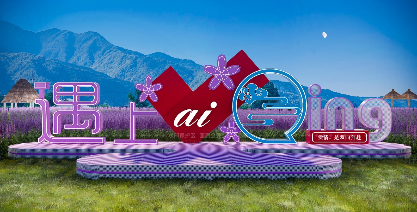 现代花海相框网红打卡点SU模型下载【ID:1135858538】