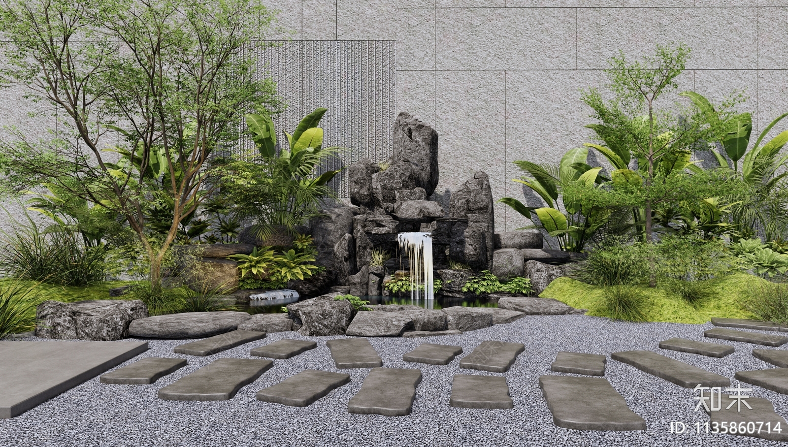 现代假山水景3D模型下载【ID:1135860714】