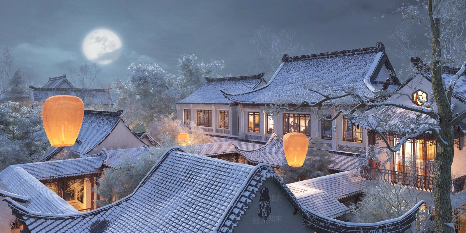 中式古建四合院3D模型下载【ID:1135861407】