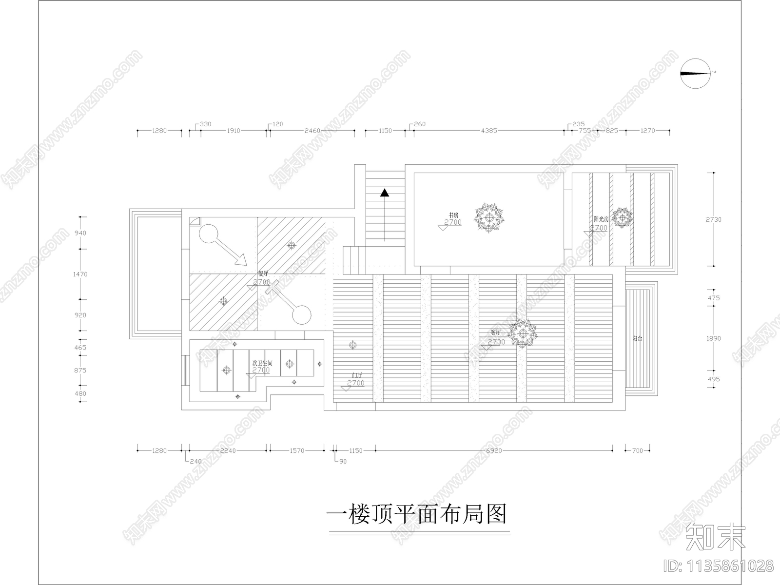 复式公寓cad施工图下载【ID:1135861028】