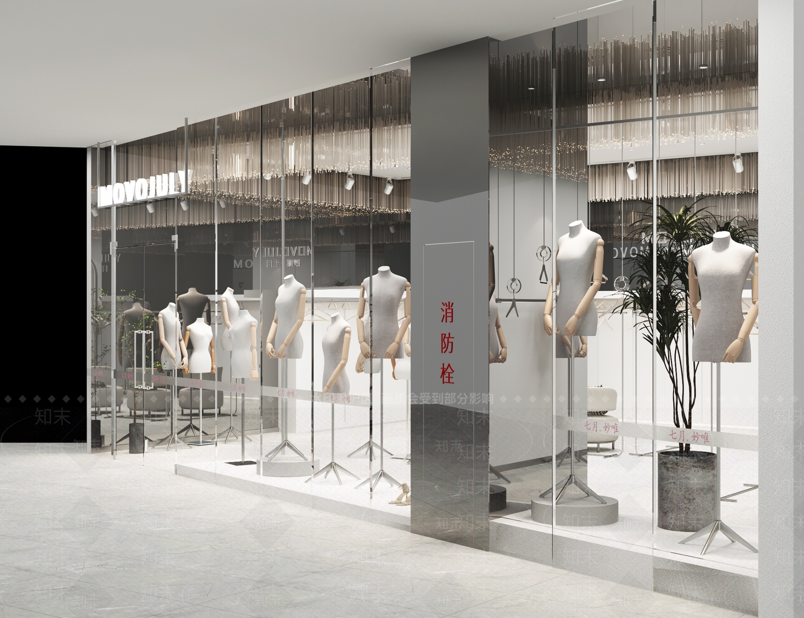现代高档女士服装店3D模型下载【ID:1135861969】