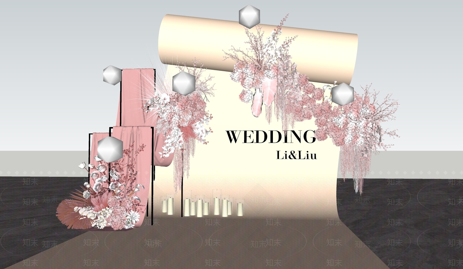 现代简约婚礼美陈SU模型下载【ID:1135863878】_知末su模型网