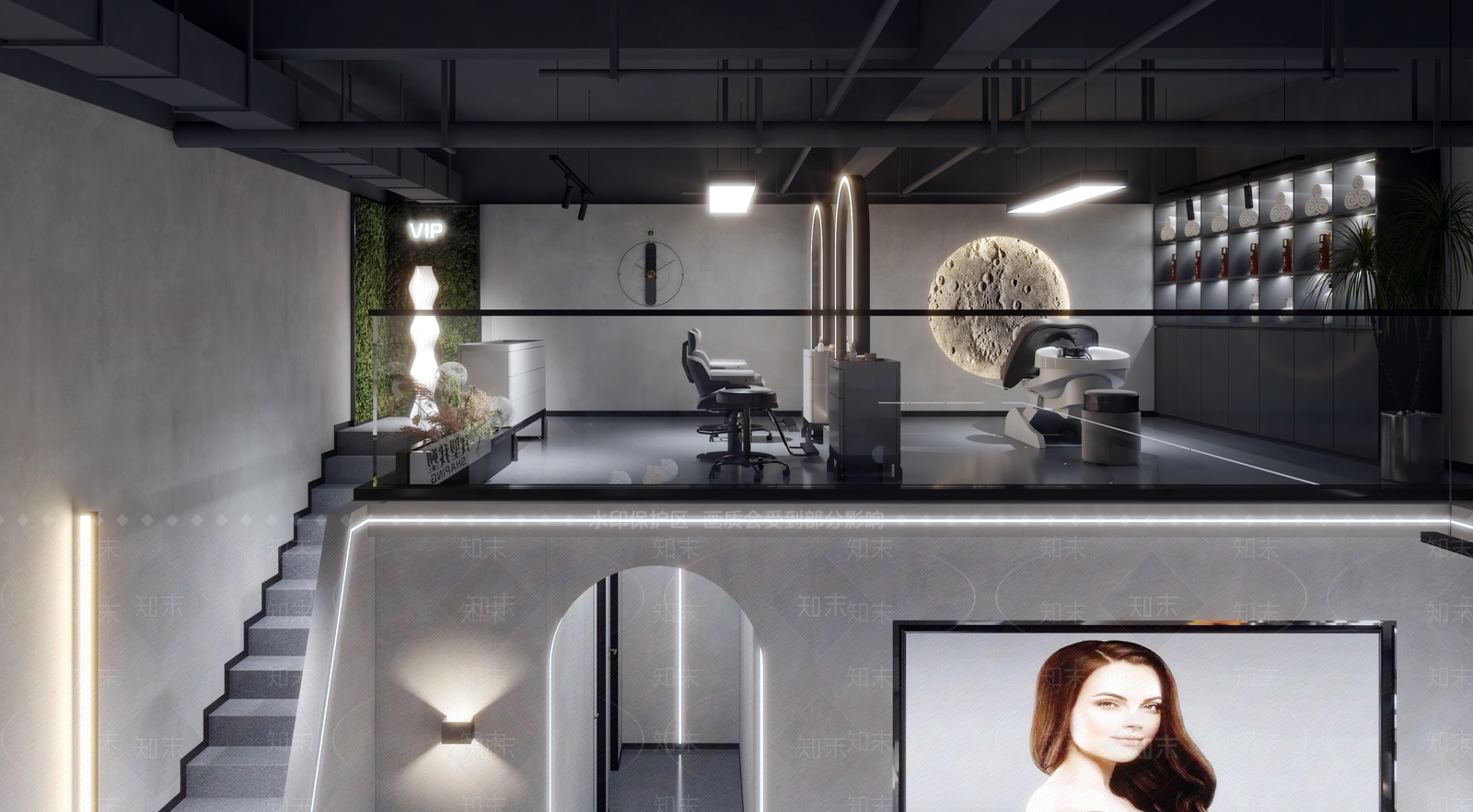 工业风美发店3D模型下载【ID:1135864200】