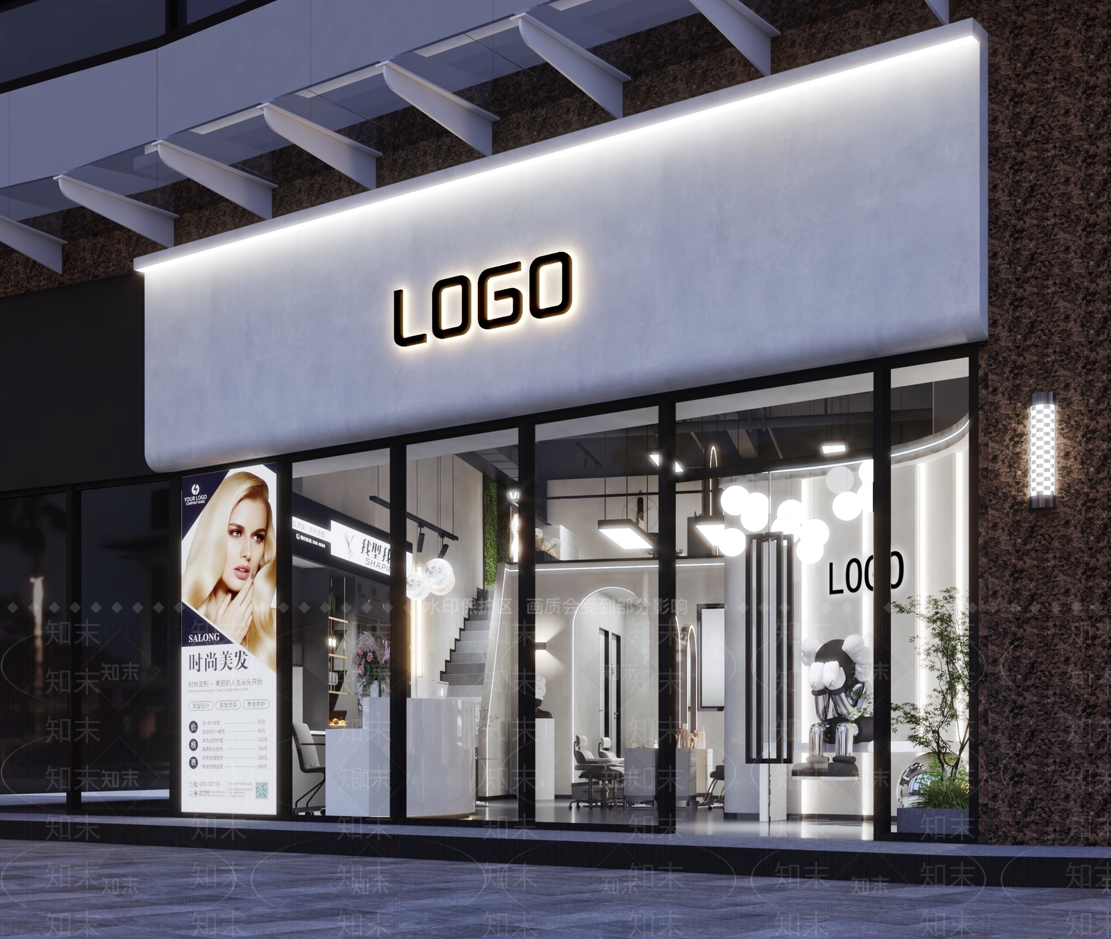 工业风美发店3D模型下载【ID:1135864200】