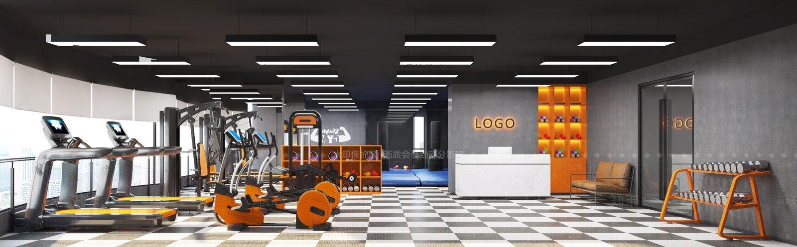 工业风健身房3D模型下载【ID:1135864380】