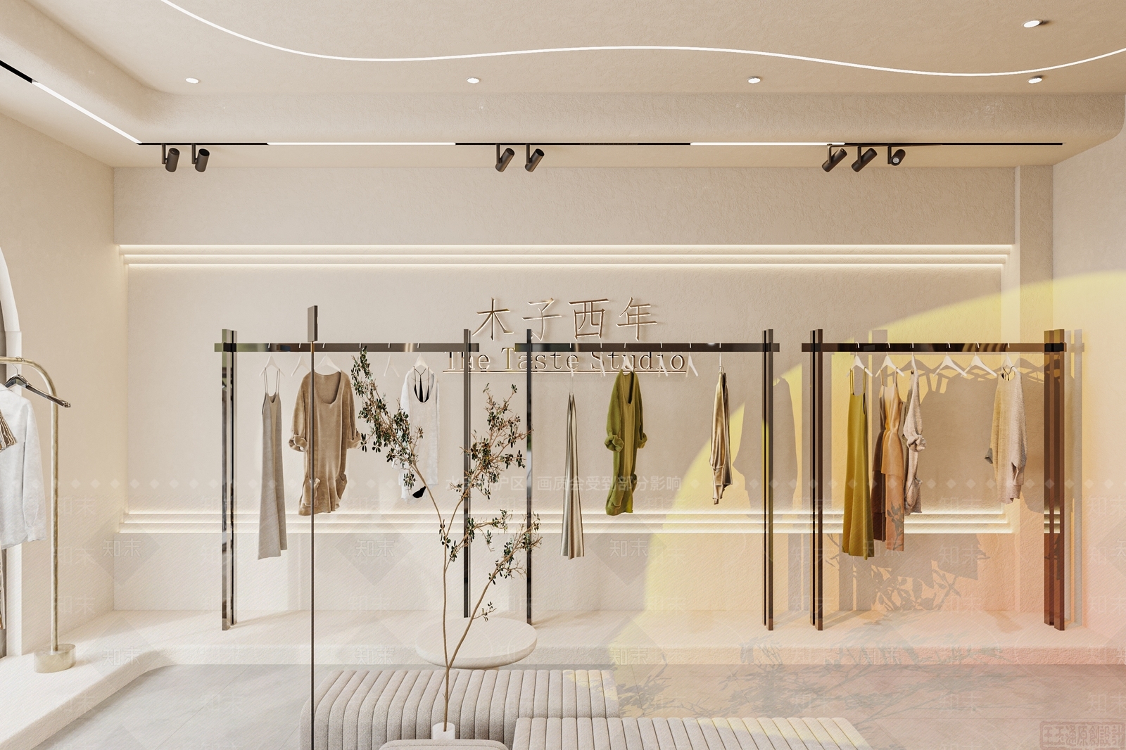 现代奶油风服装鞋店3D模型下载【ID:1135868462】