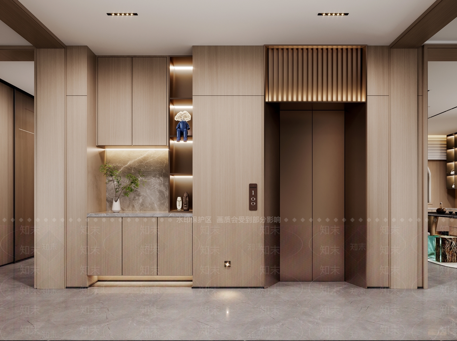 新中式电梯间3D模型下载【ID:1135870244】