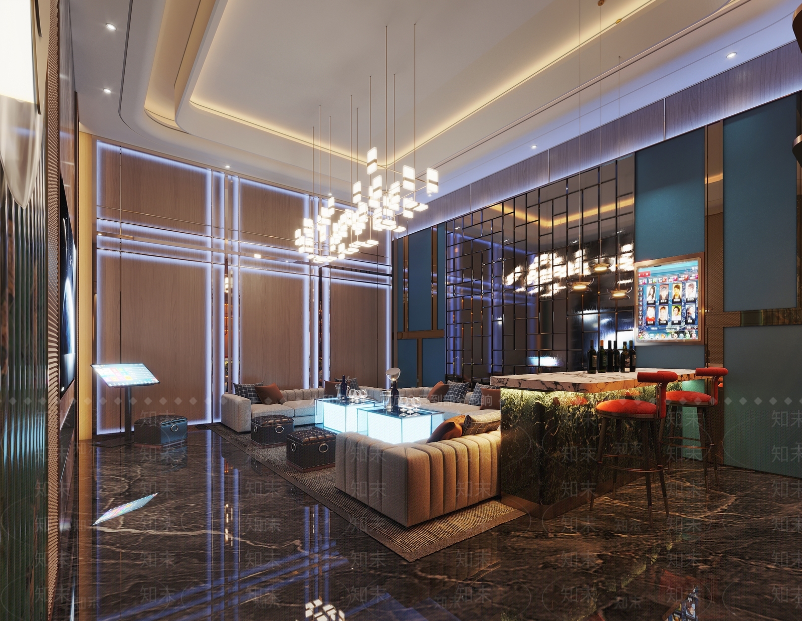现代轻奢KVT包厢3D模型下载【ID:1135871725】