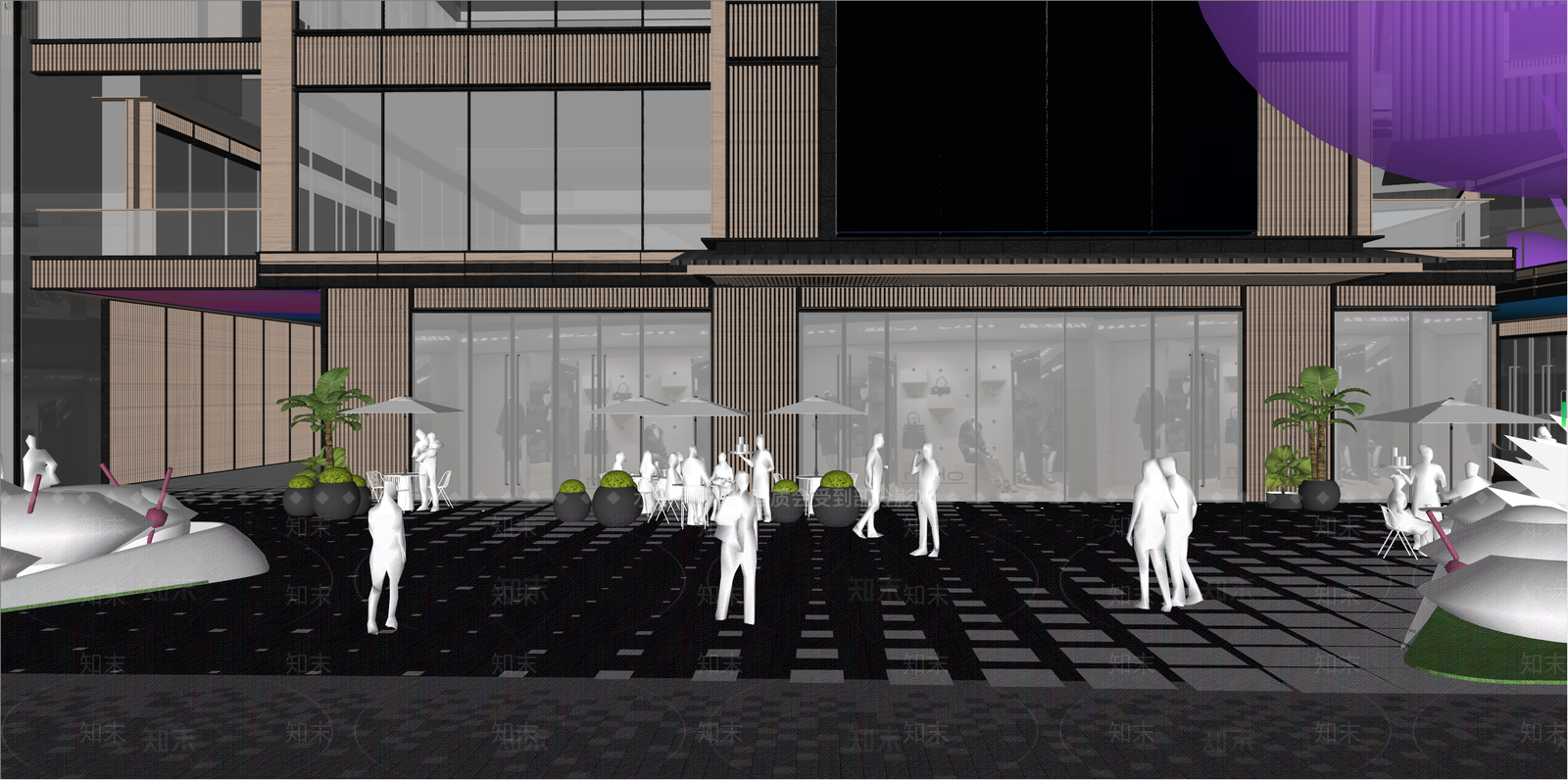 现代办公景观SU模型下载【ID:1135881698】