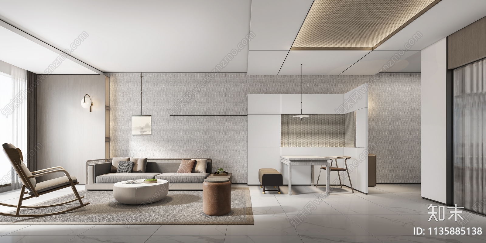 深圳现代小区东海花园家装效果图施工图下载【ID:1135885138】