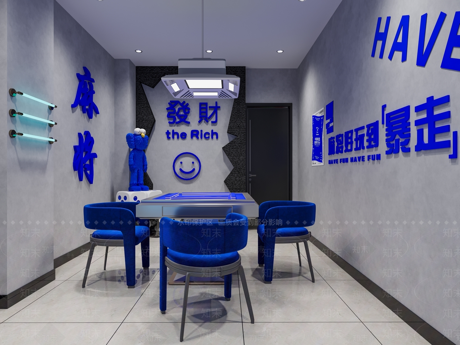 工业风棋牌室3D模型下载【ID:1135884360】