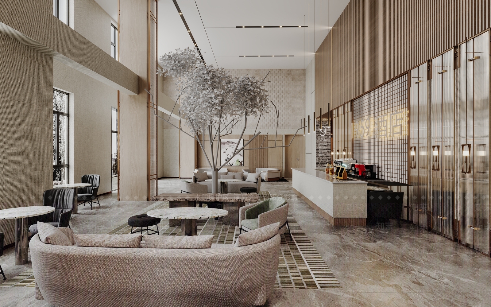 现代酒店大堂3D模型下载【ID:1135884985】_知末3d模型网
